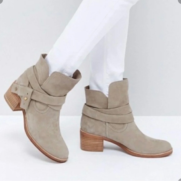 UGG Shoes - UGG Australia Elora Leather Short Ankle Boots Taupe
